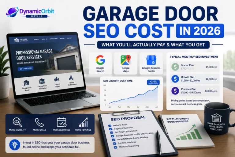 Garage door SEO cost guide showing SEO pricing, Google Maps optimization, and marketing investment for garage door companies