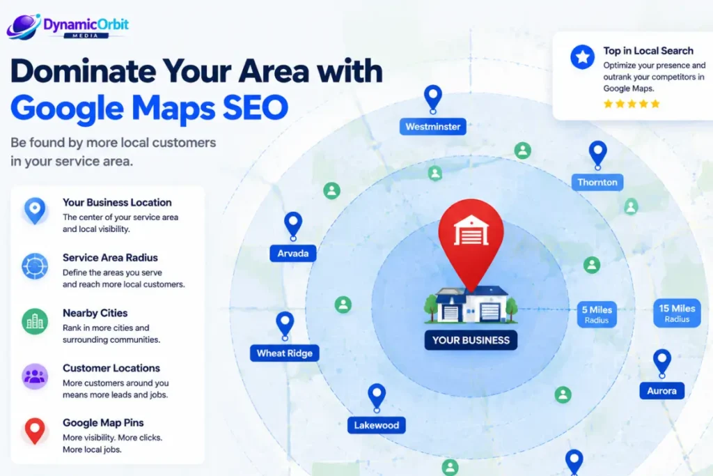 Google Maps service area optimization for garage door installers targeting multiple local cities