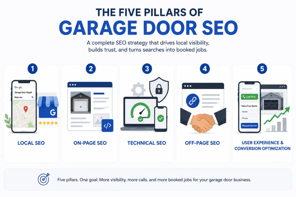 five pillars of garage door seo